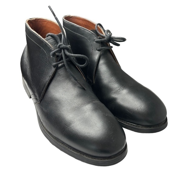 TOMMY HILFIGER Mens Chukka Boots 11 M Black Leather Oxford Boot Rubber Sole EUC - Picture 2 of 15